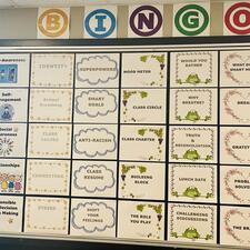 BINGO board posted in school classroom
